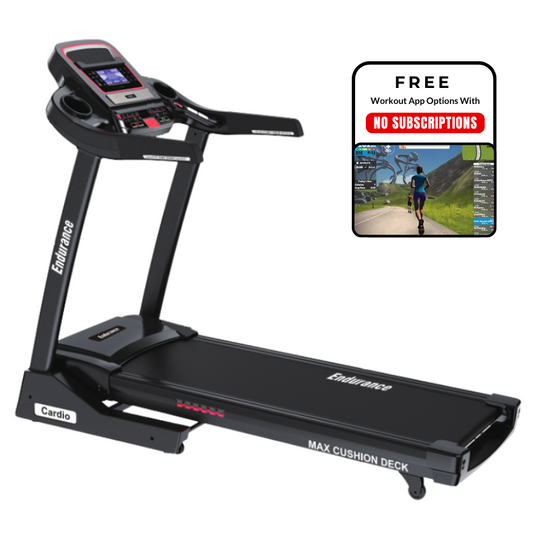 Endurance Cardio Treadmill with max cushion deck and free workout app options